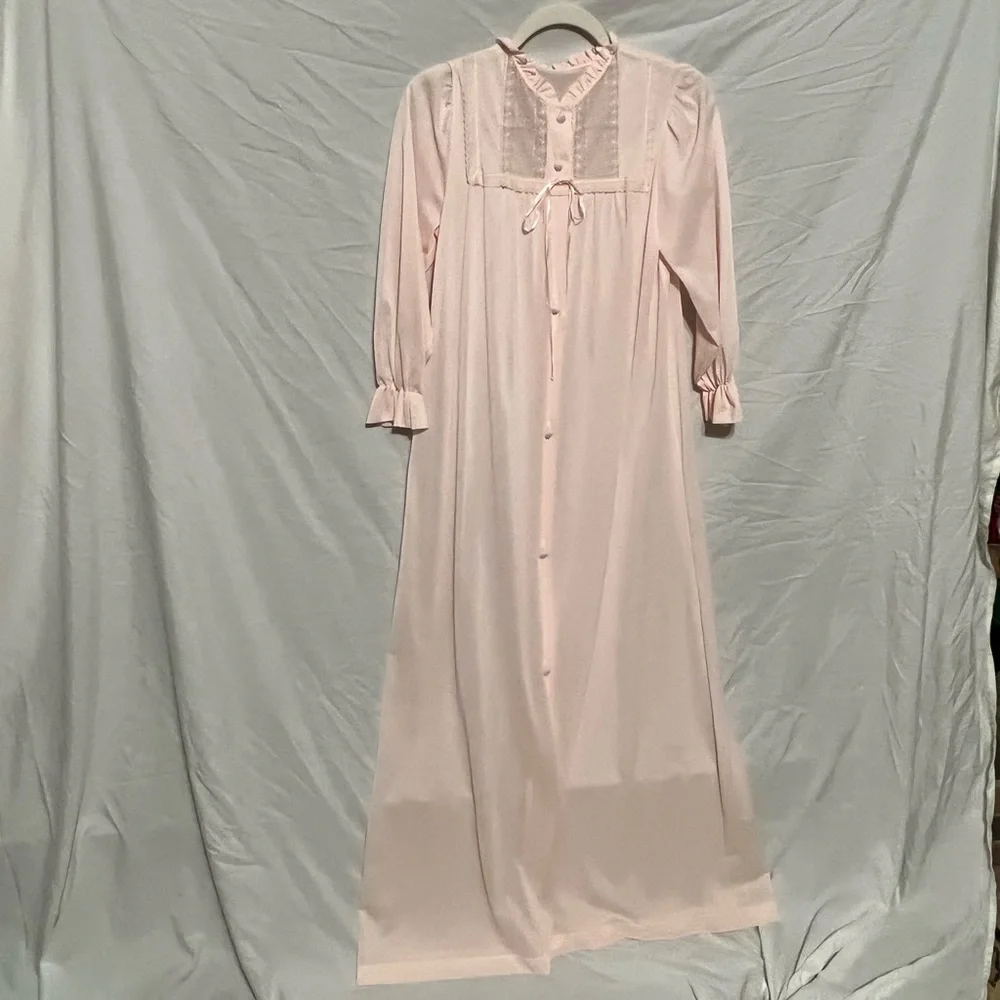XS Vintage LORRAINE 1950s Pale Pink Robe Dressing House Gown - Picture 12 of 12